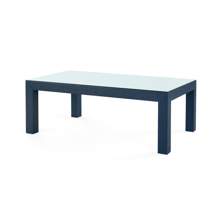 Villa & House Parsons Coffee Table with Glass Top, Deep Navy