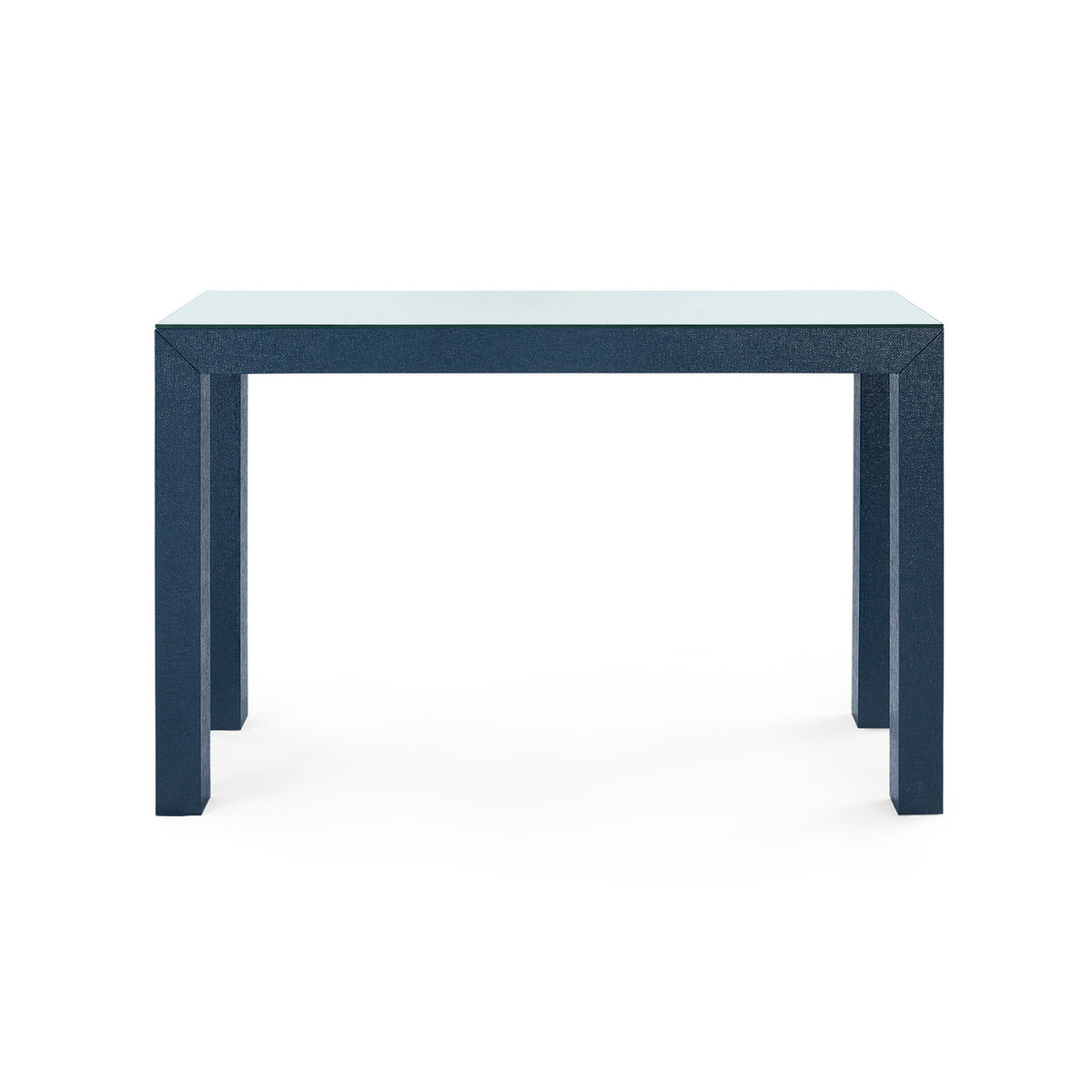 Villa & House Parsons Console Table with Glass Top, Deep Navy