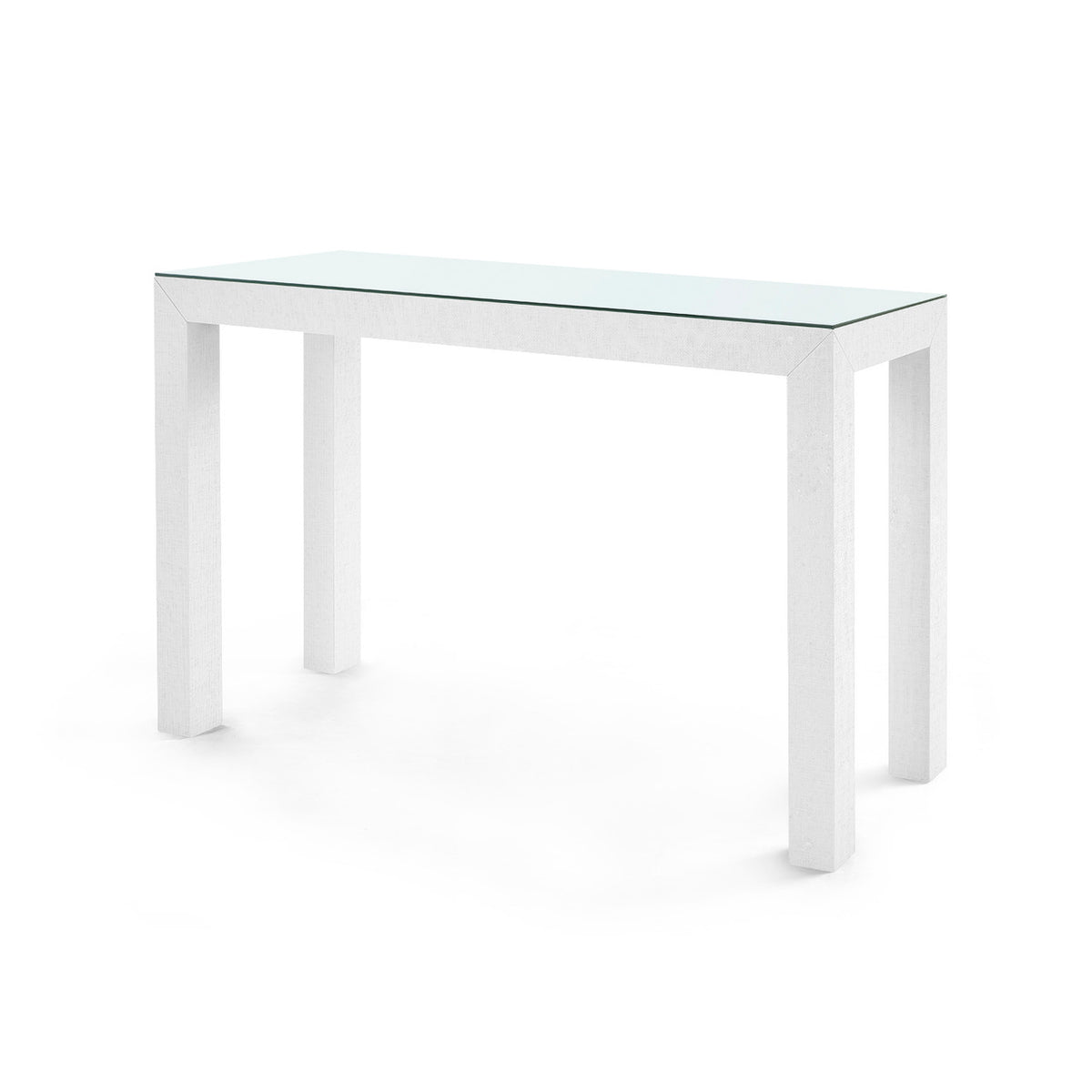 Villa & House Parsons Console Table with Glass Top, Chiffon White