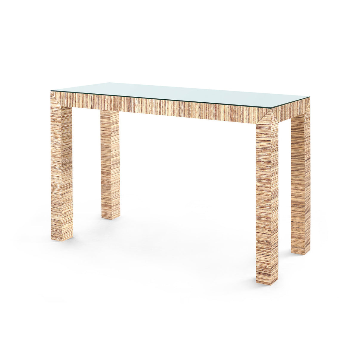 Villa & House Parsons Console Table with Glass Top, Papyrus