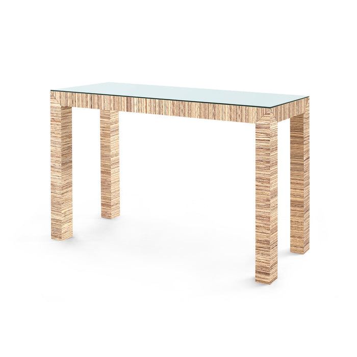 Villa & House Parsons Console Table with Glass Top, Papyrus