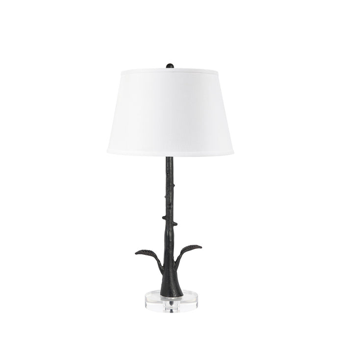 Villa & House Rama Lamp with Shade 16-inch White Linen, with Gold, Blackened Bronze