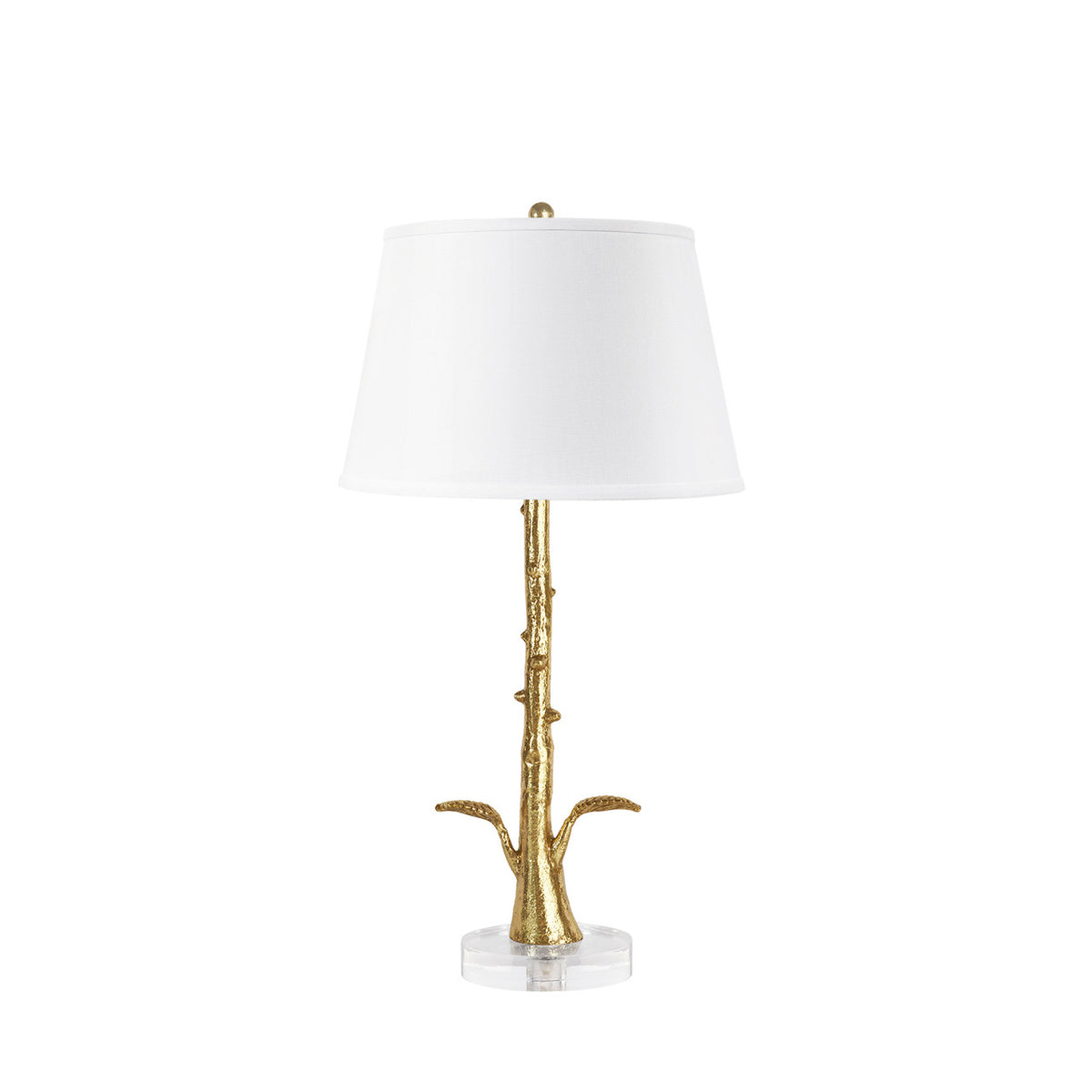 Villa & House Rama Lamp with Shade 16-inch White Linen, with Gold, Gold Leaf