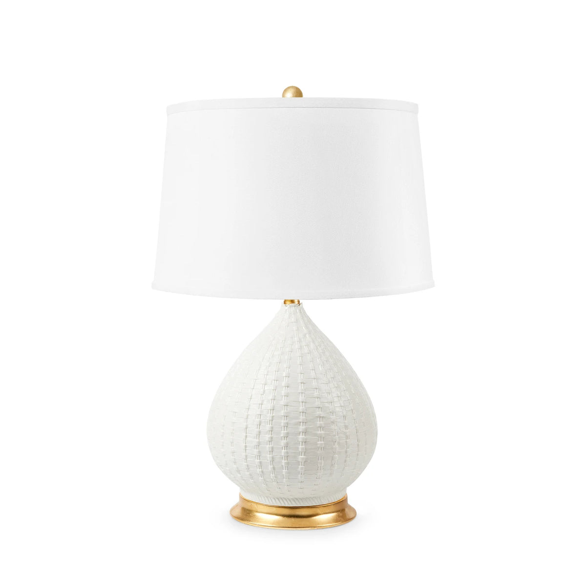 Villa & House Carla Lamp with Shade 17-inch White Linen, with Gold, Blanc de Chine