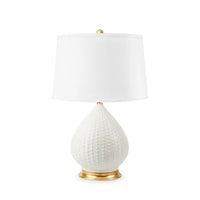 Villa & House Carla Lamp with Shade 17-inch White Linen, with Gold, Blanc de Chine