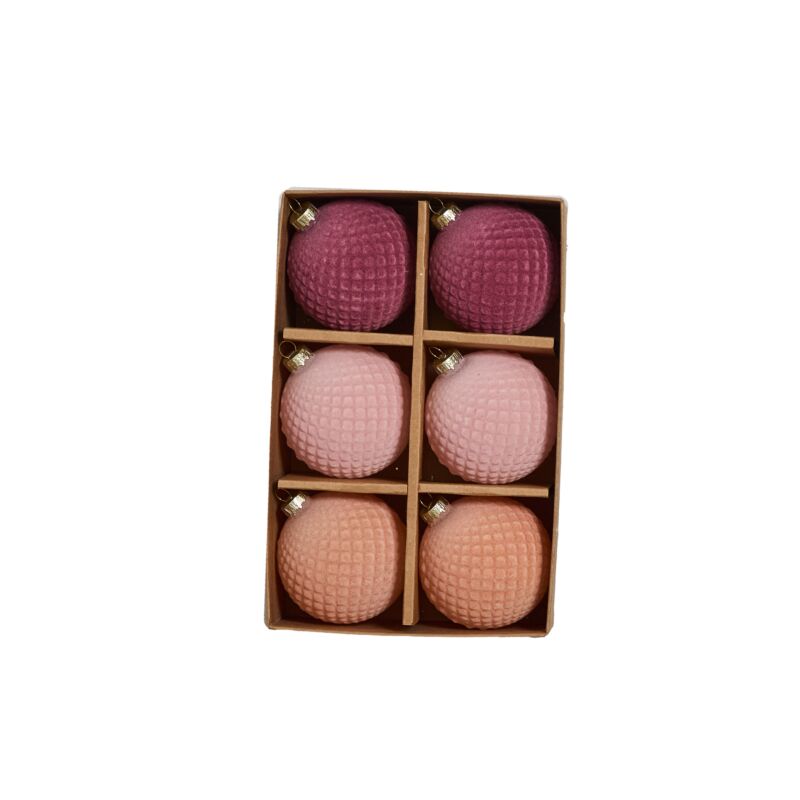 Design Shop Rosy Velvet Ornament Set of 6 - 10"x 6.5"x 3"