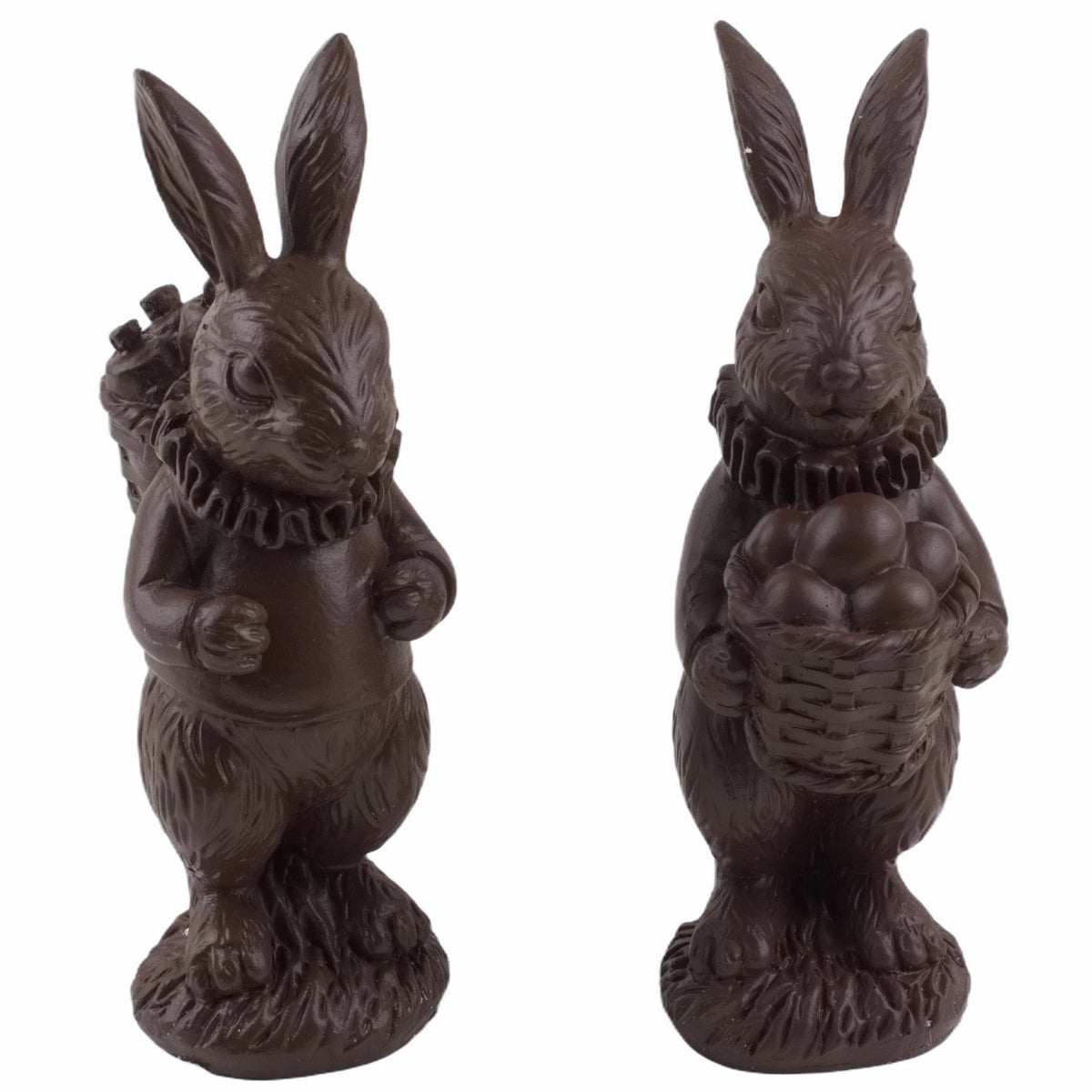 Design Shop Bunny Bunny Rabbits Easter Chocolate Faux Candy Figures Standing Brown, Set of 2