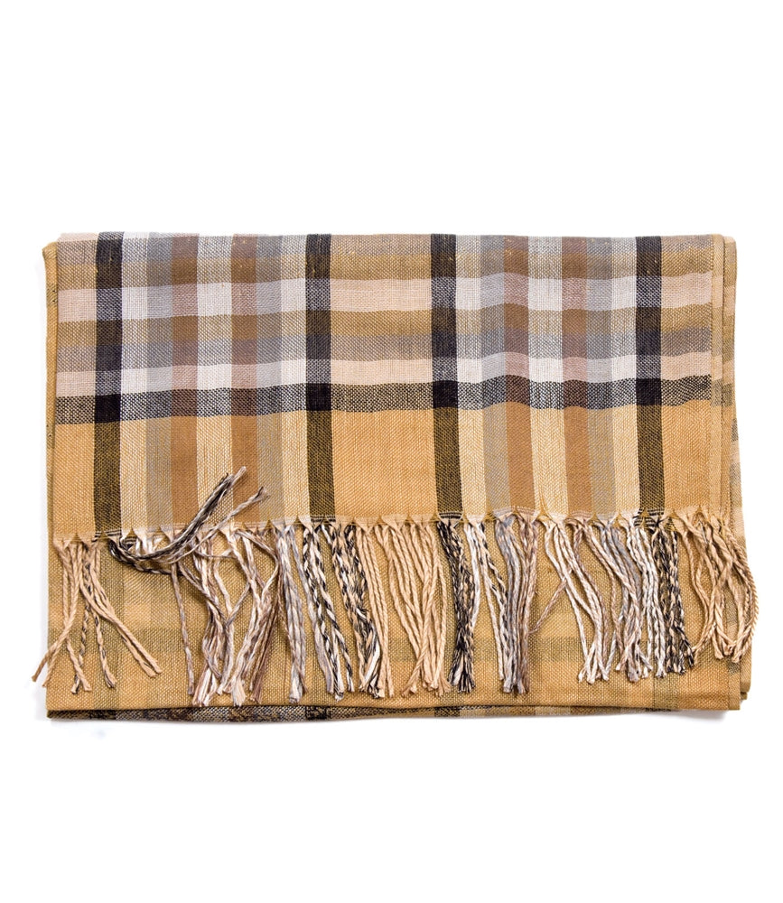 Beige Plaid Scarf