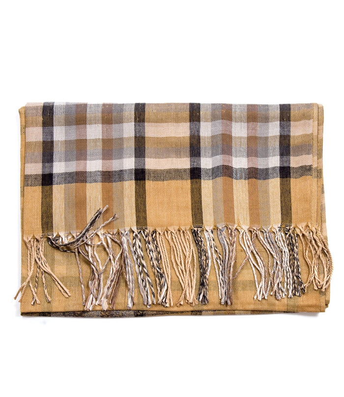Beige Plaid Scarf
