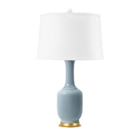 Villa & House Safira Lamp with Shade 17-inch White Linen, with Gold, Sky Blue