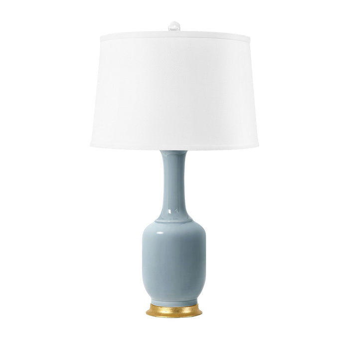 Villa & House Safira Lamp with Shade 17-inch White Linen, with Gold, Sky Blue
