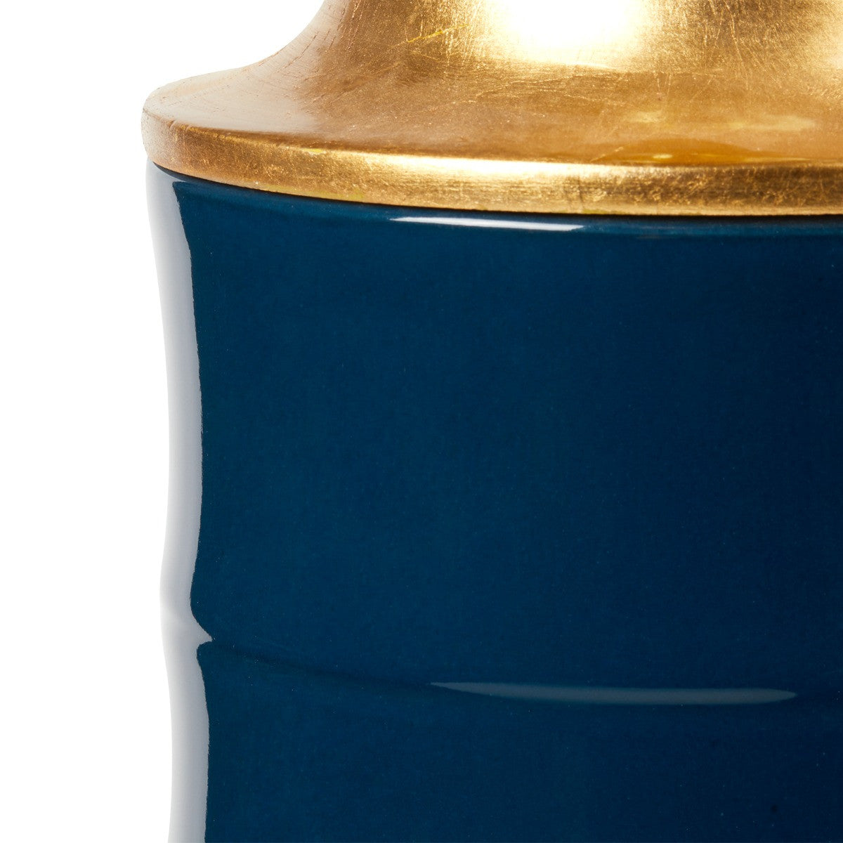 Villa & House Saigon Lamp with Shade 17-inch White Linen, with Gold, Navy Blue