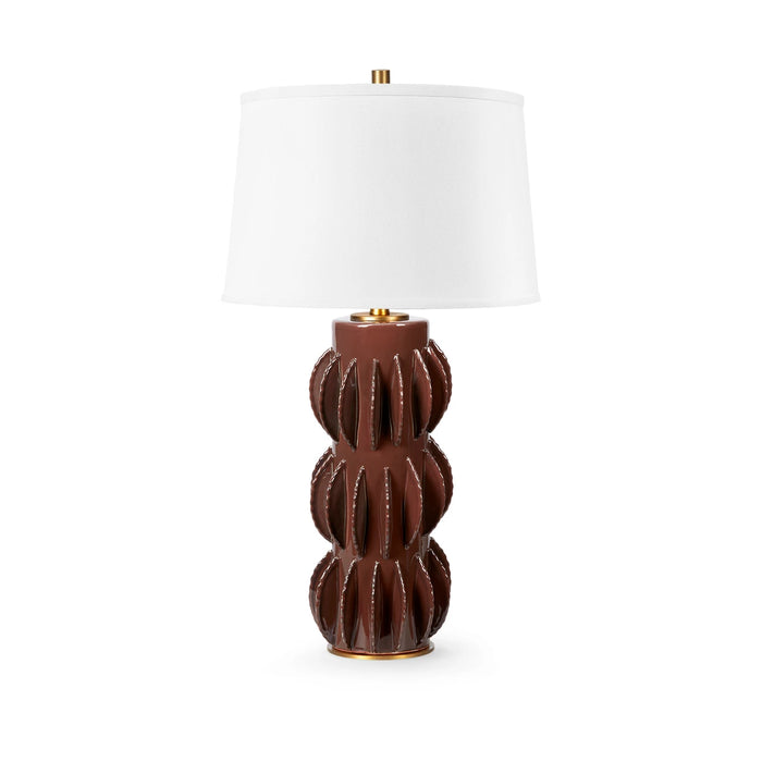 Villa & House Saguaro Lamp with Shade 17-inch White Linen, with Gold, Oxblood Cocoa