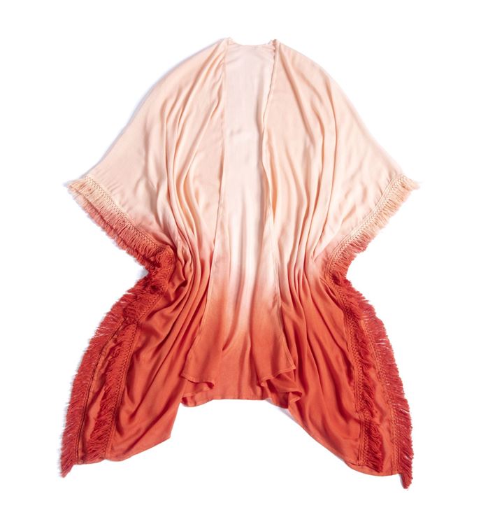 Vida Dip Dye Cover Up Kimono Red