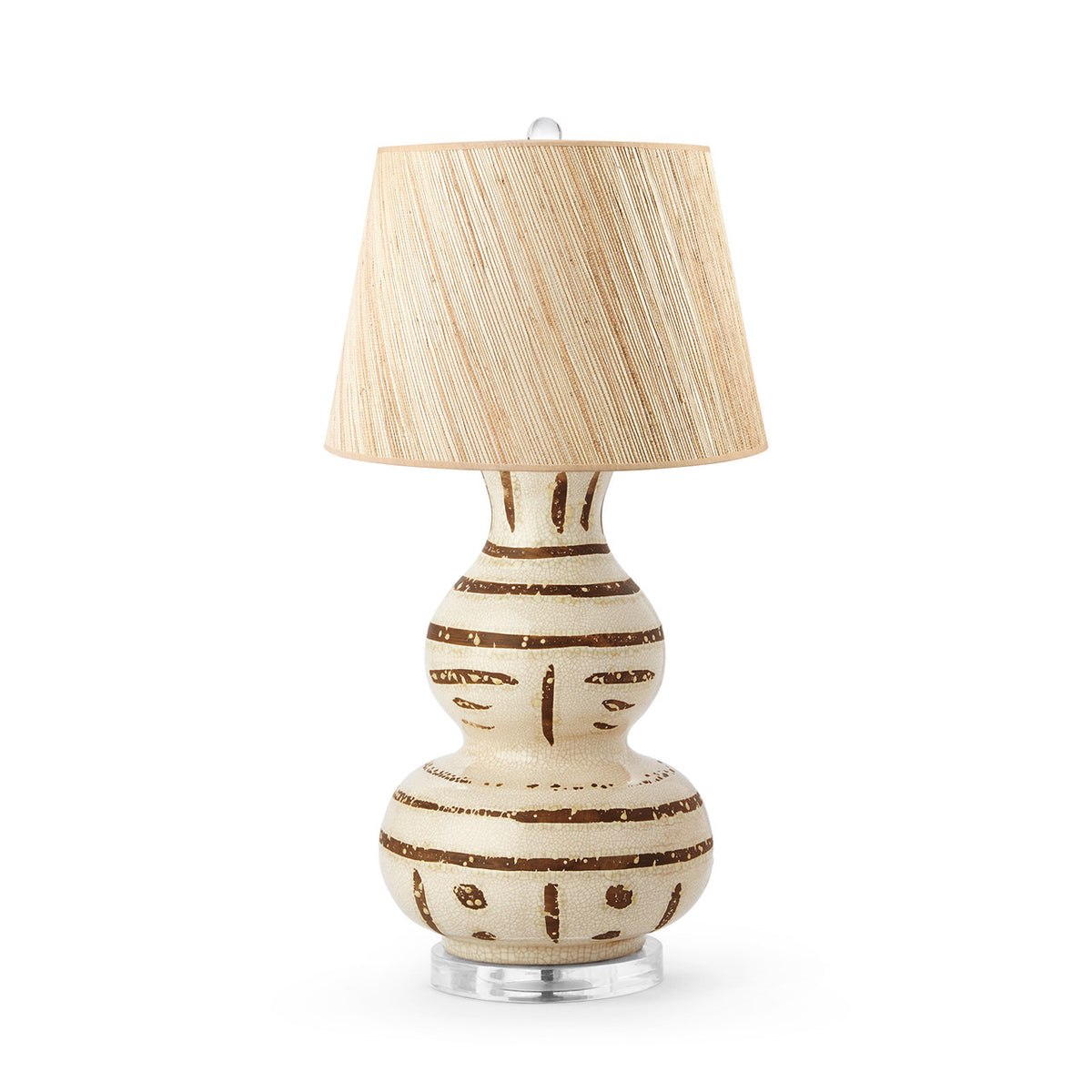 Villa & House Shino Lamp with Shade 16-inch Papyrus, with Nickel, Ivory and Brown