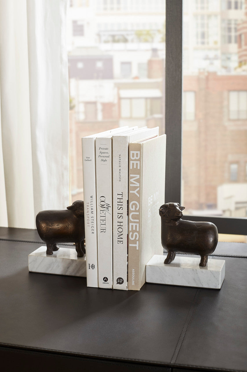 Villa & House Sheep Bookends (Pair), Bronze