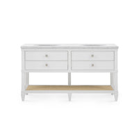 Villa & House Sienna 2-Drawer Table with 60" Marble Vanity Top, Vanilla