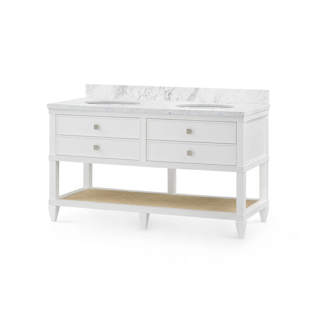 Villa & House Sienna 2-Drawer Table with 60" Marble Vanity Top, Vanilla