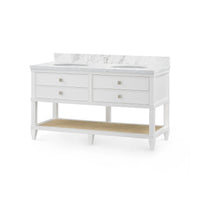 Villa & House Sienna 2-Drawer Table with 60" Marble Vanity Top, Vanilla