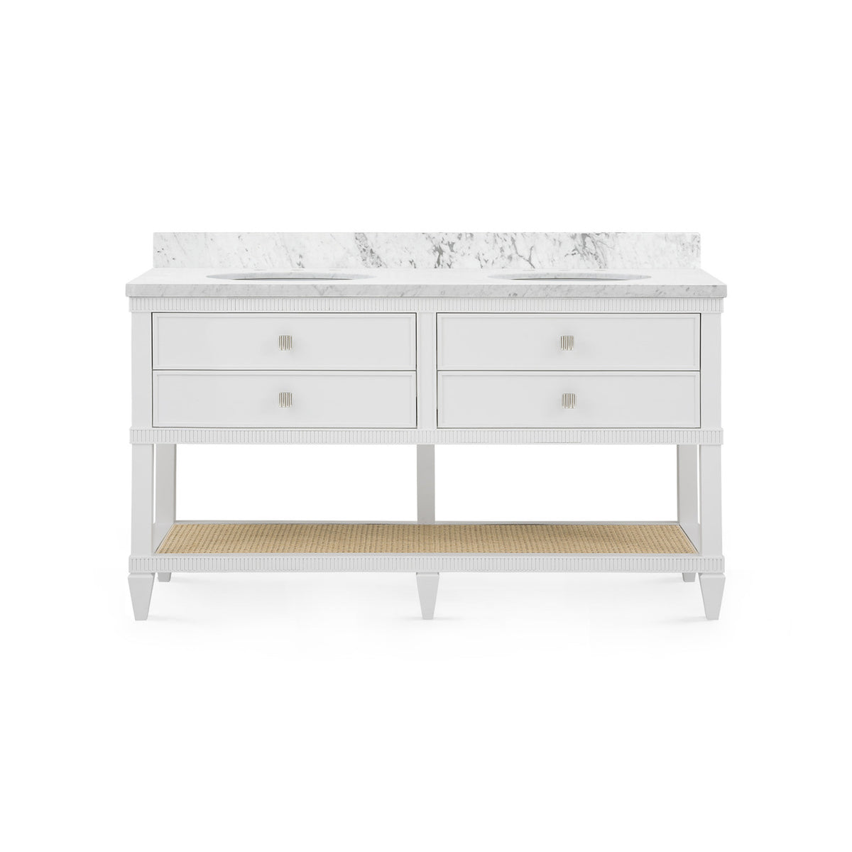 Villa & House Sienna 2-Drawer Table with 60" Marble Vanity Top, Vanilla