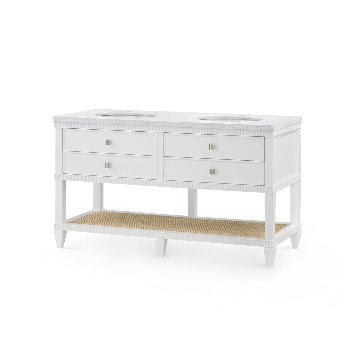 Villa & House Sienna 2-Drawer Table with 60" Marble Vanity Top, Vanilla