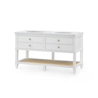 Villa & House Sienna 2-Drawer Table with 60" Marble Vanity Top, Vanilla