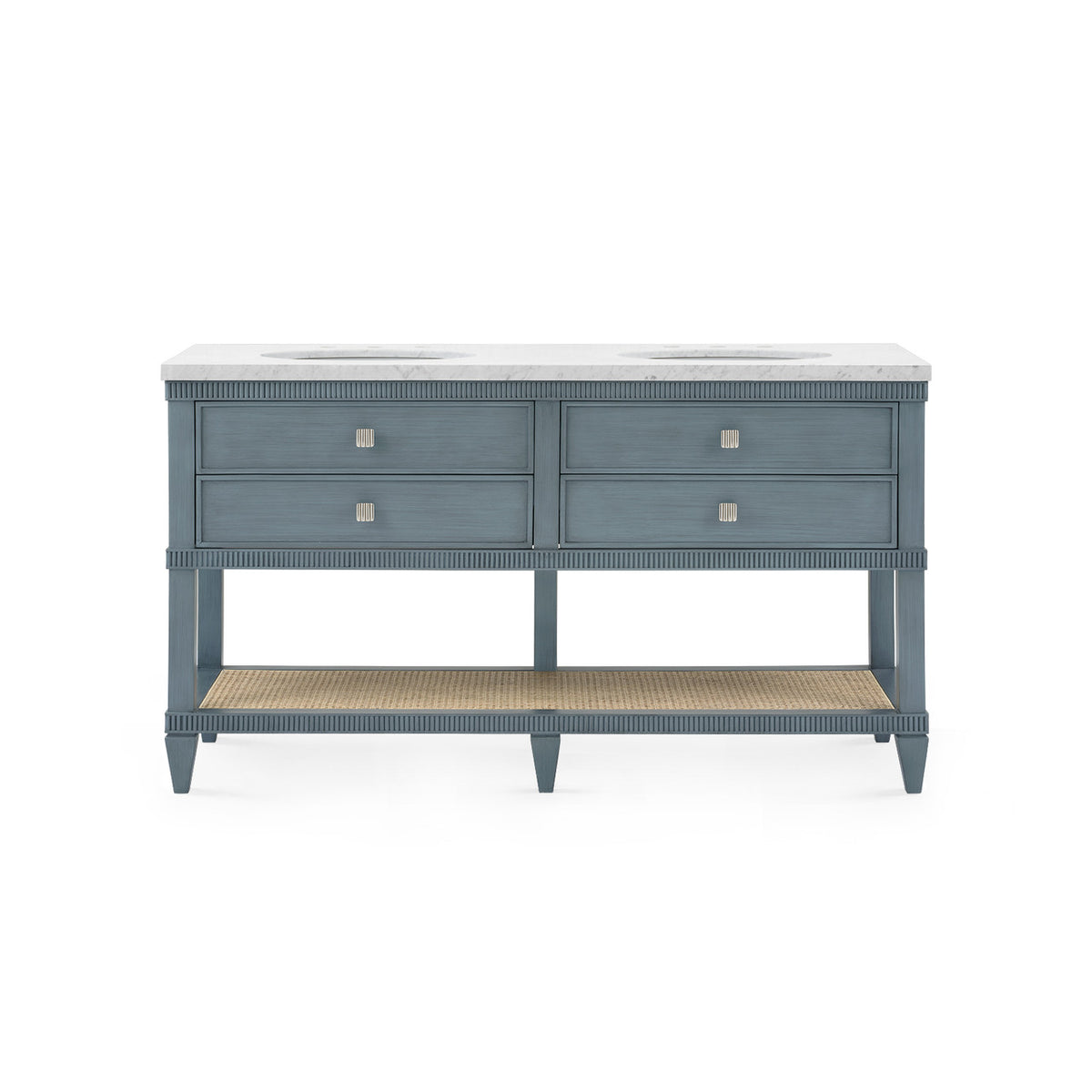 Villa & House Sienna 2-Drawer Table with 60" Marble Vanity Top, Foggy Horizon
