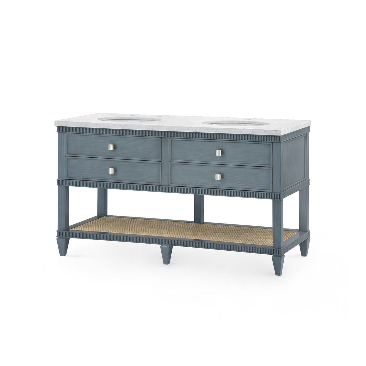 Villa & House Sienna 2-Drawer Table with 60" Marble Vanity Top, Foggy Horizon