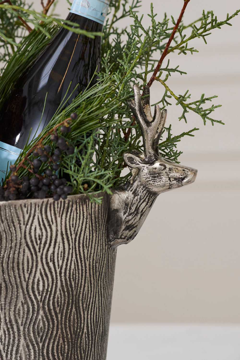 Design Shop Silver Deer Bucket 14"x 8.5"x 12.75"