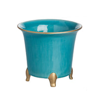 Turquoise & Gold Cachepot 7"