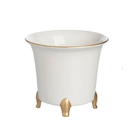 White & Gold Cachepot 7"