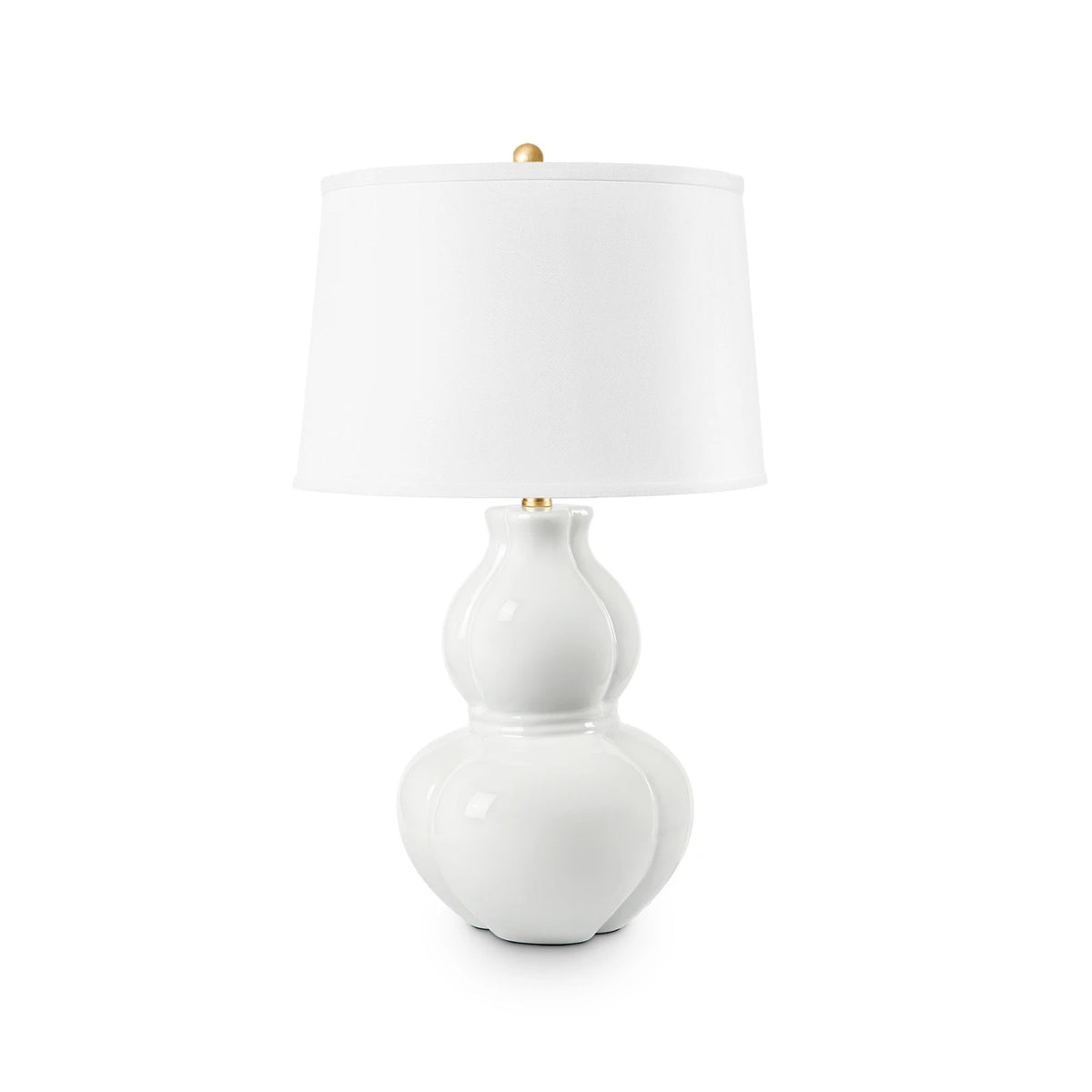 Villa & House Sandar Lamp with Shade 17-inch White Linen, with Gold, Coconut