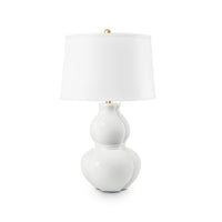 Villa & House Sandar Lamp with Shade 17-inch White Linen, with Gold, Coconut