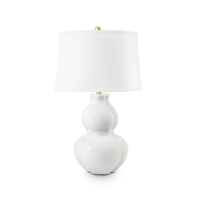 Villa & House Sandar Lamp with Shade 17-inch White Linen, with Gold, Coconut