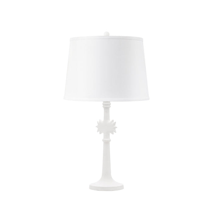 Villa & House Sol Lamp with Shade 14-inch White Linen, with Nickel, Plaster White