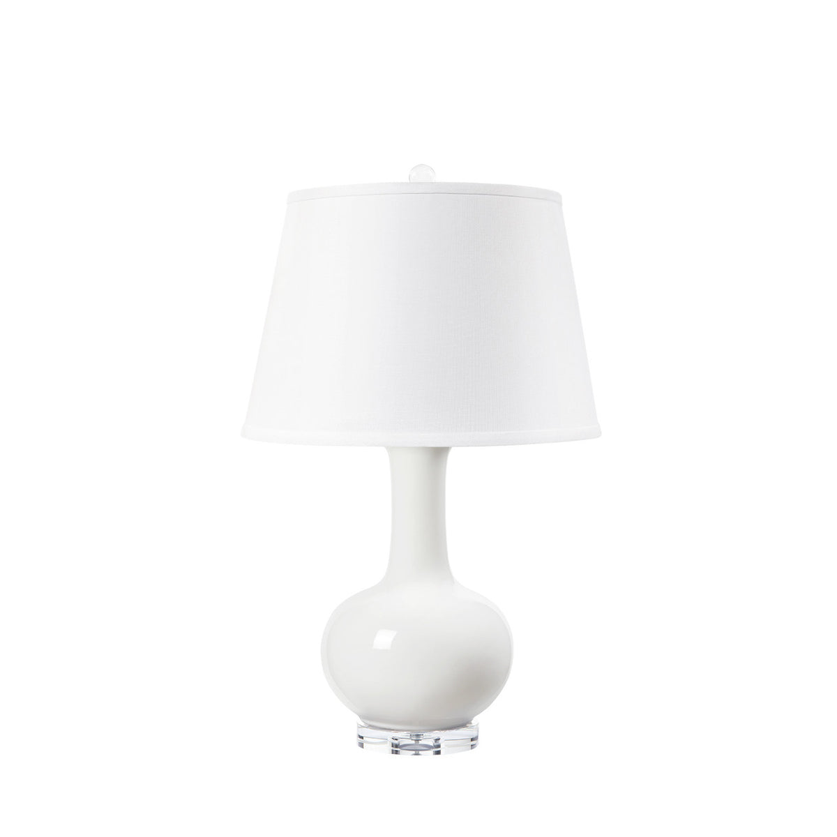 Villa & House Somerset Lamp with Shade 16-inch White Linen, with Nickel, Alpine Gleam