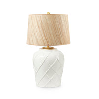 Villa & House Soochow Lamp with Shade 17-inch Papyrus, with Gold, Blanc de Chine