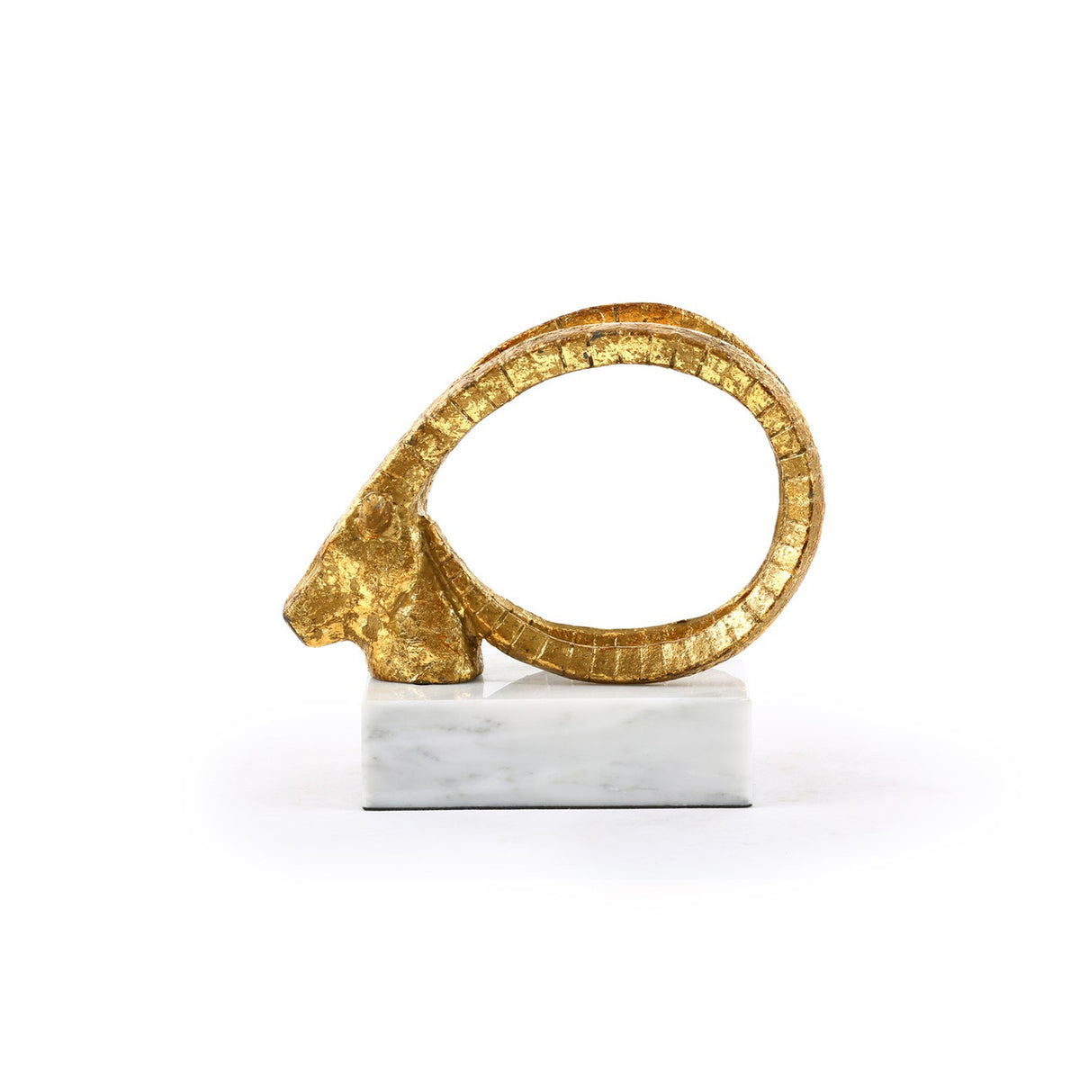 Villa & House Spiral Horn Statue, Gold Leaf