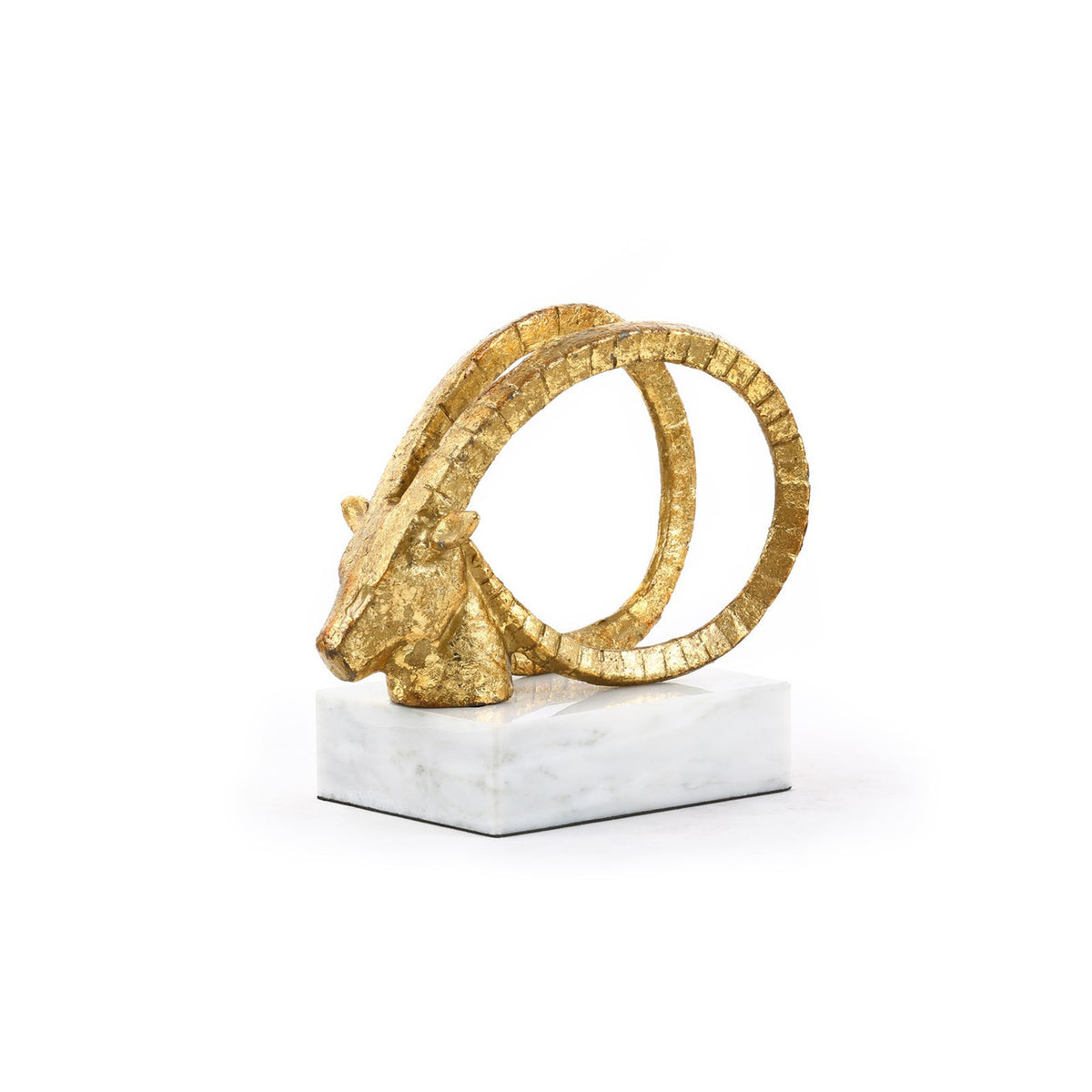 Villa & House Spiral Horn Statue, Gold Leaf