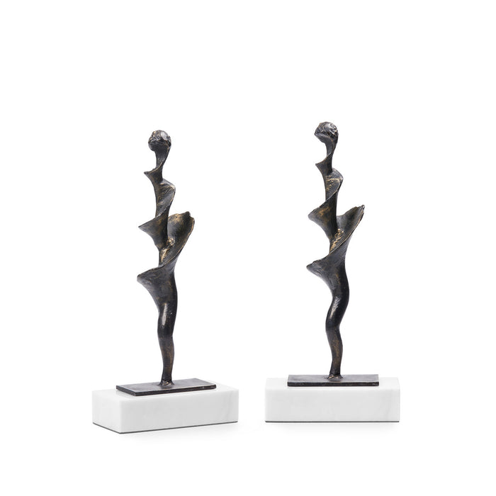 Villa & House Spiral Small Statue Set of 2, Bronze