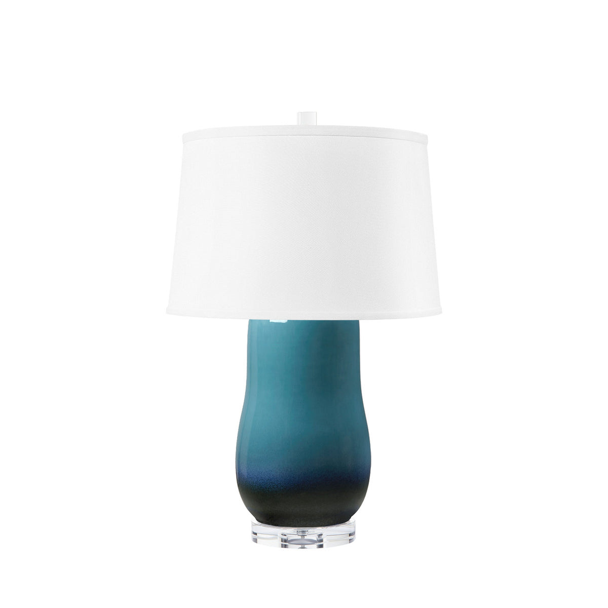 Villa & House Savannah Lamp with Shade 17-inch White Linen, with Nickel, Dusky Ocean