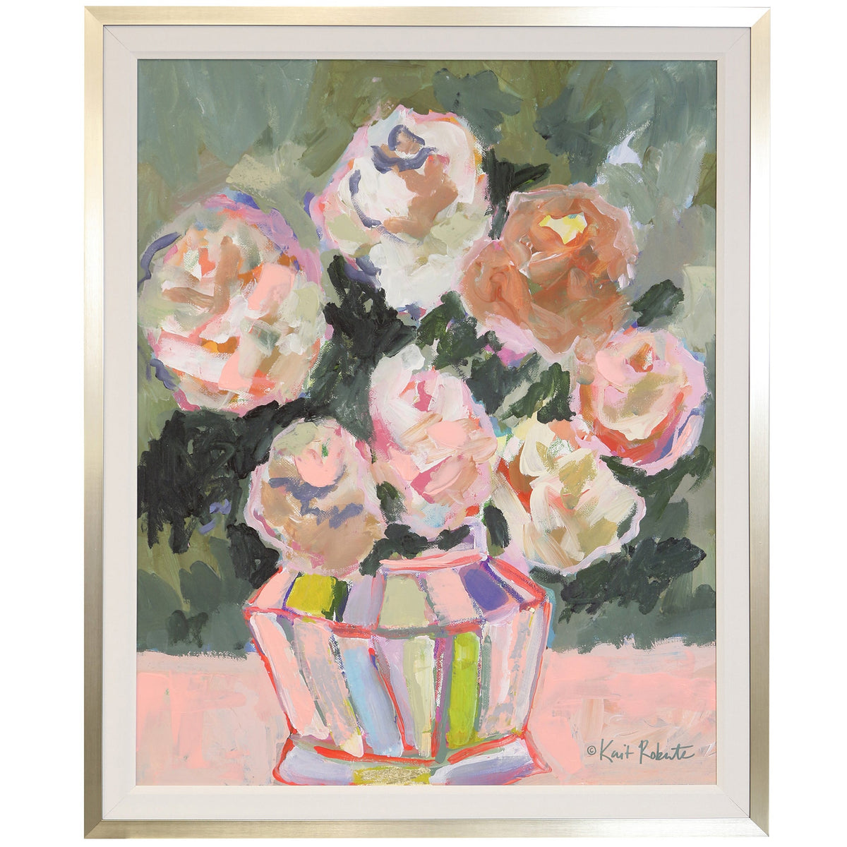 Rose Arrangement Framed Canvas Art