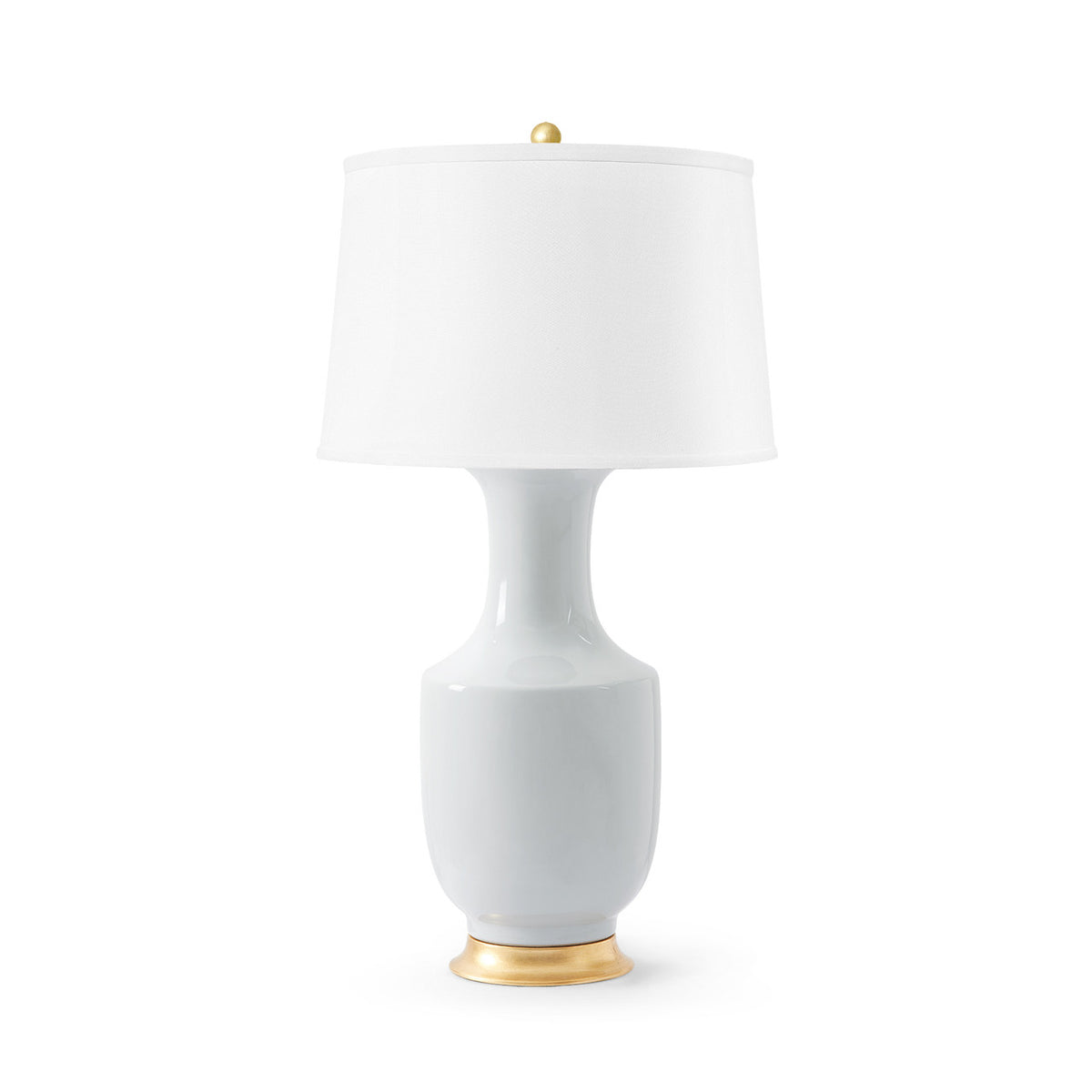 Villa & House Thalia Lamp with Shade 17-inch White Linen, with Gold, White Smoke