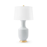 Villa & House Thalia Lamp with Shade 17-inch White Linen, with Gold, White Smoke