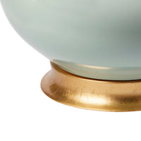 Villa & House Thiri Lamp with Shade 17-inch White Linen, with Gold, Pale Celadon