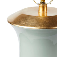 Villa & House Thiri Lamp with Shade 17-inch White Linen, with Gold, Pale Celadon