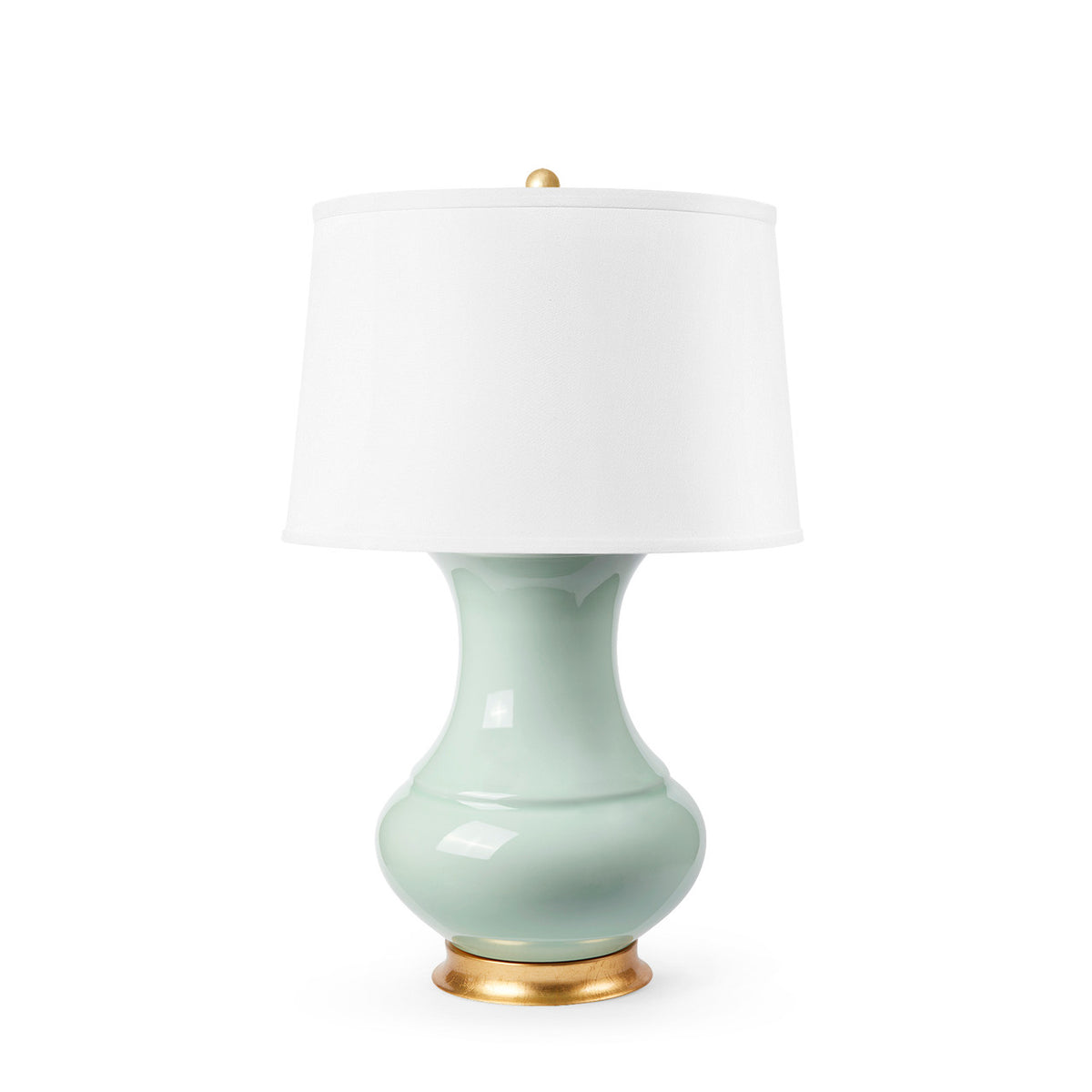Villa & House Thiri Lamp with Shade 17-inch White Linen, with Gold, Pale Celadon