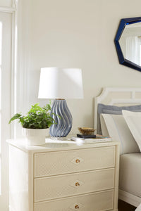 Villa & House Tulum Lamp with Shade 17-inch White Linen, with Gold, Sky Breeze
