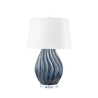 Villa & House Tulum Lamp with Shade 17-inch White Linen, with Gold, Sky Breeze