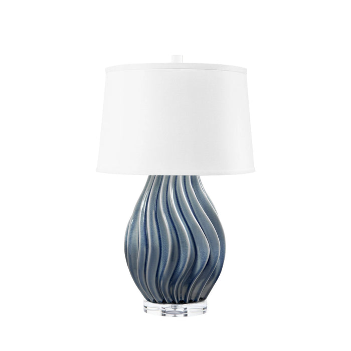 Villa & House Tulum Lamp with Shade 17-inch White Linen, with Gold, Sky Breeze